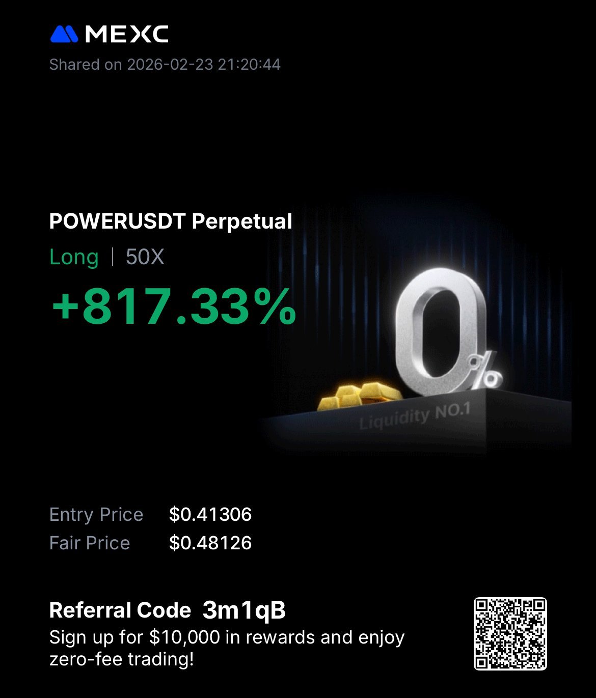 POWERUSDT +817.33% Long 50x